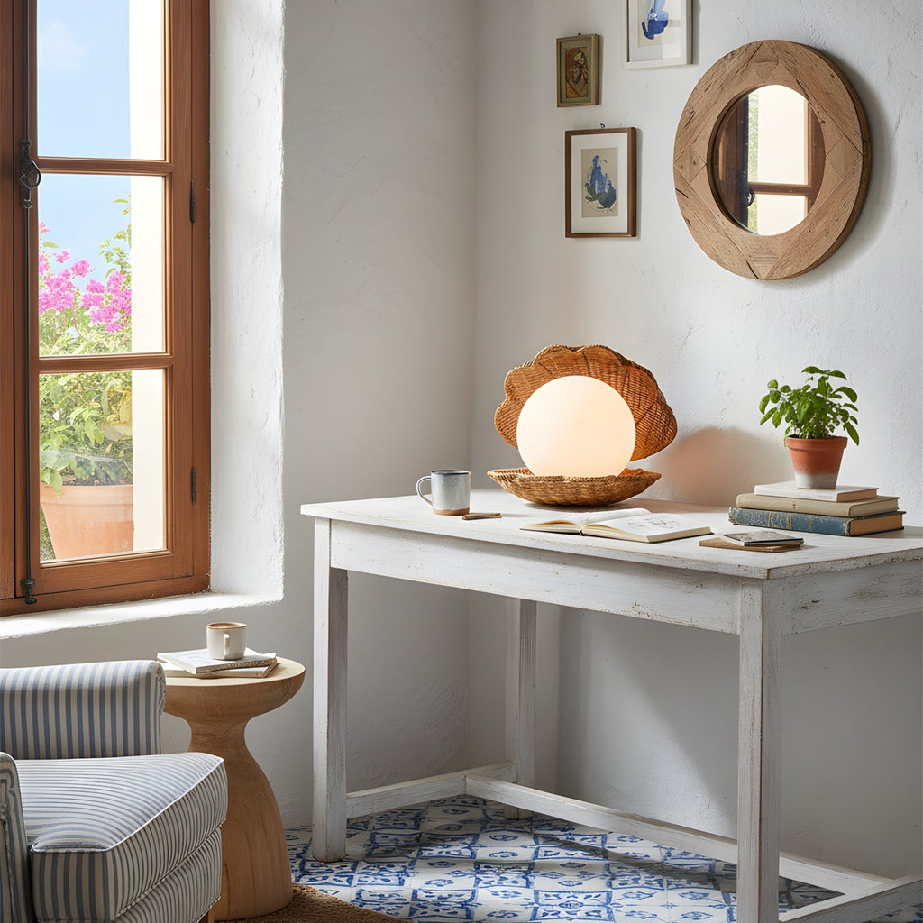 Iris Clam Shell Table Lamp Coastal Seashell Bedside Light