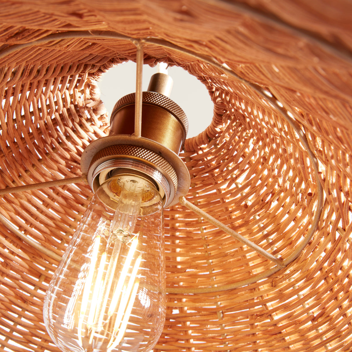 Maude Scallop Rattan Pendant Light Handwoven Wicker Ceiling Lamp