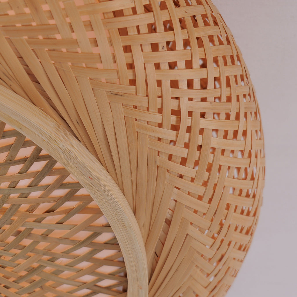 Japanese Style Bamboo Flush Mount Minimalist Living Room Ceiling Light