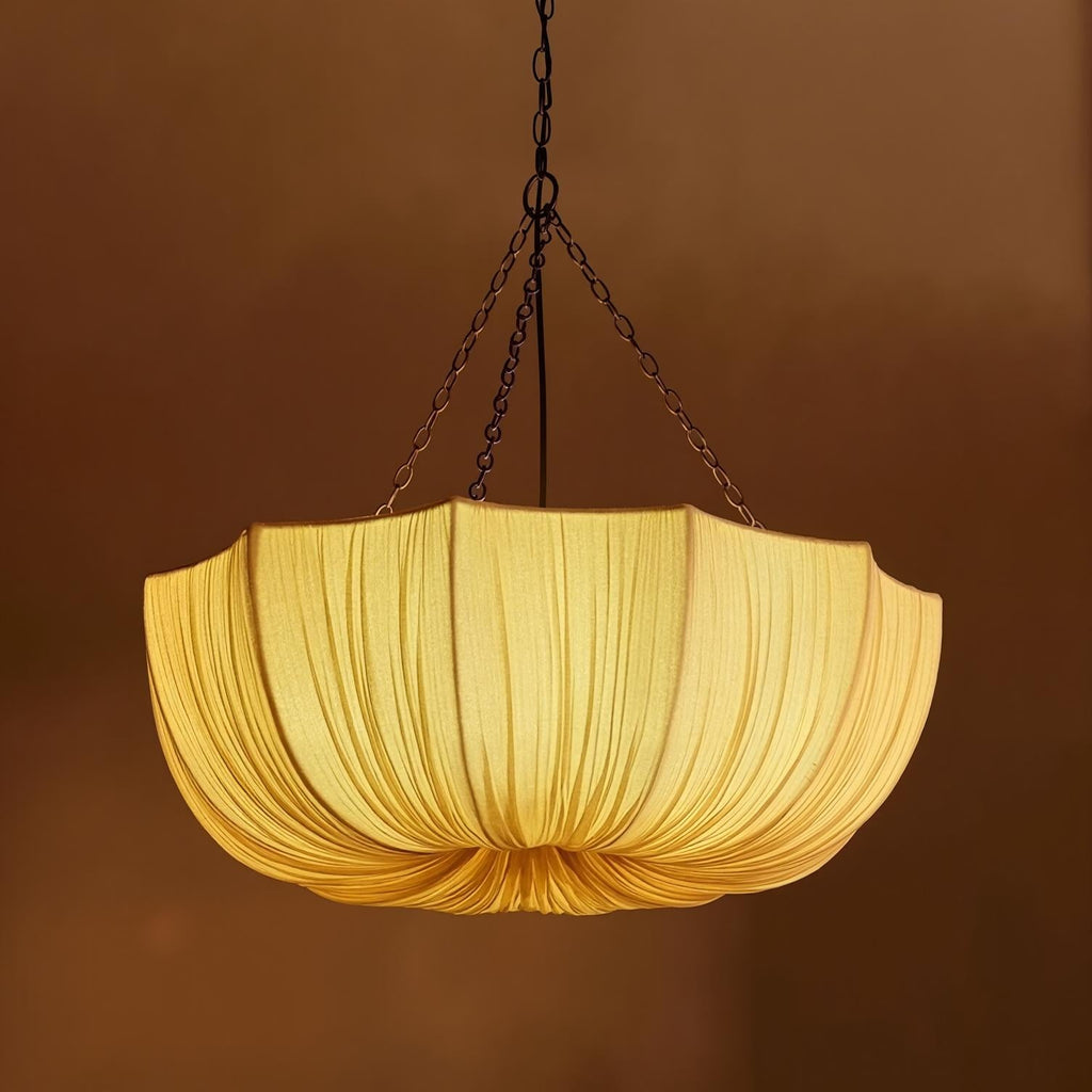 Modern Pleated Fabric Chandelier Japandi Organic Pendant Light