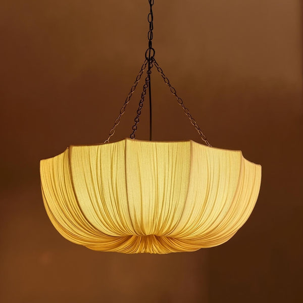 Modern Pleated Fabric Chandelier Japandi Organic Pendant Light