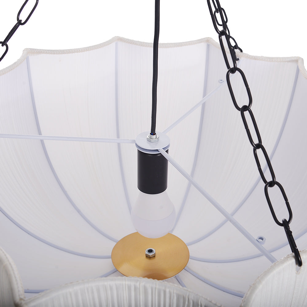 Modern Pleated Fabric Chandelier Japandi Organic Pendant Light