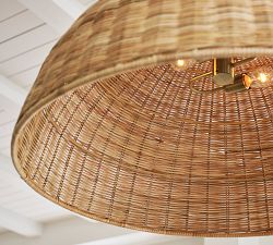 Extra Large Rattan Dome Pendant Oversized Coastal Wicker Chandelier