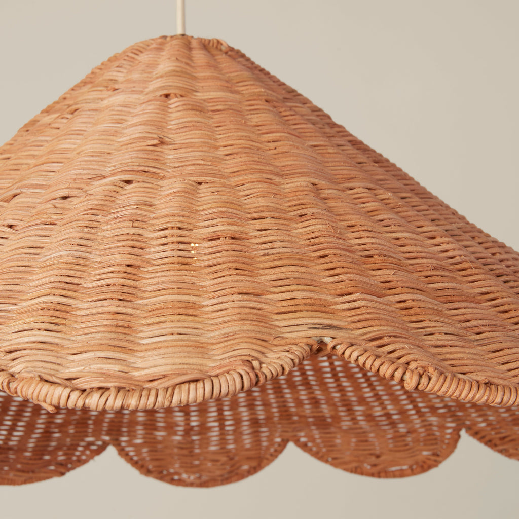 Maude Scallop Rattan Pendant Light Handwoven Wicker Ceiling Lamp