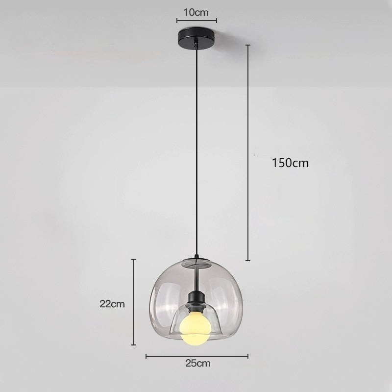 Spherical Glass Pendant Light Double-Layer Smoke & Amber Globe Lamp