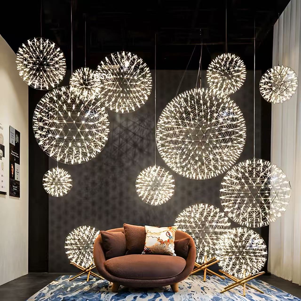 Stainless Steel LED Firework Pendant Light Raimond-Style Chandelier Secondary image