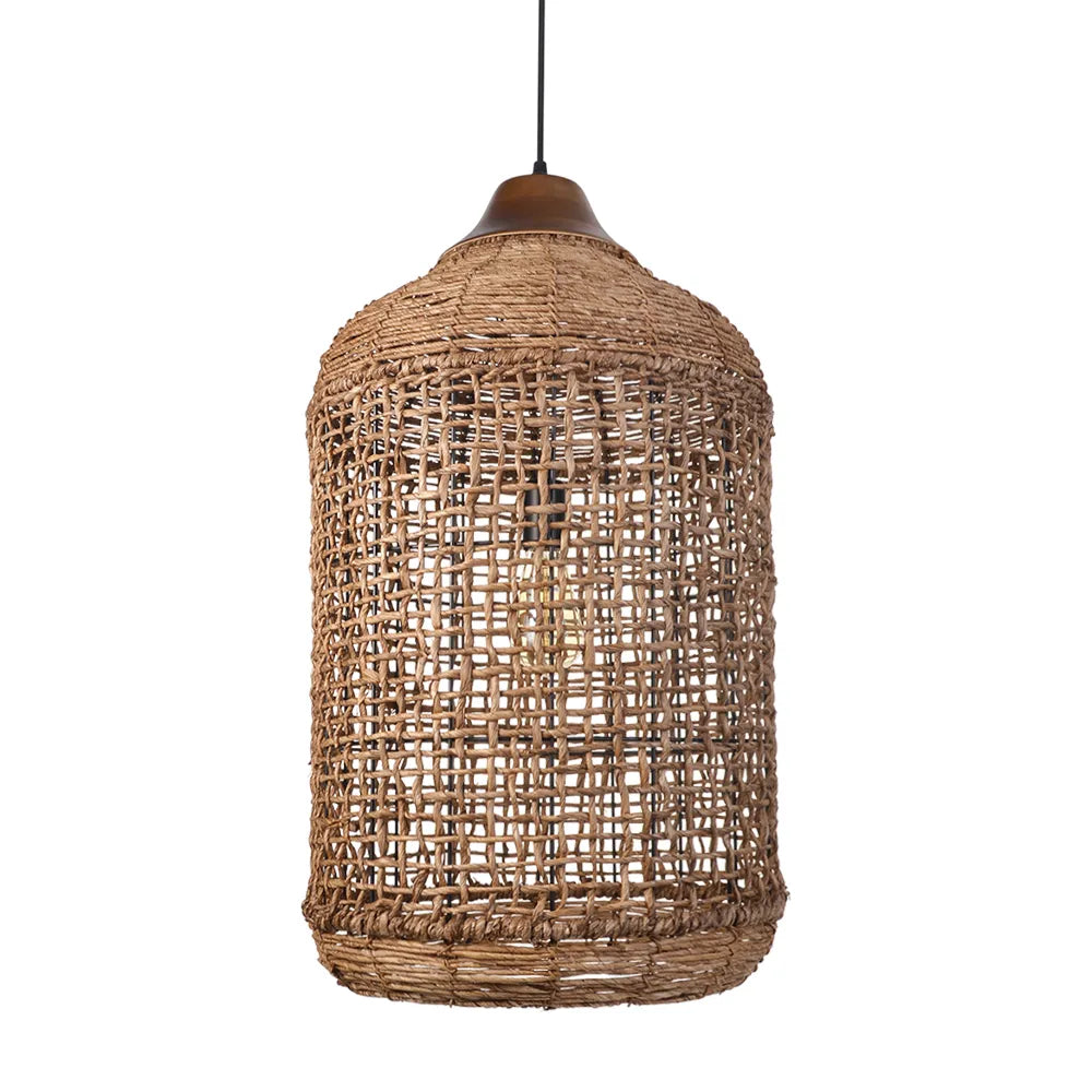 Oversized Wabi-Sabi Rattan Pendant Light Large Kitchen Island Fixture