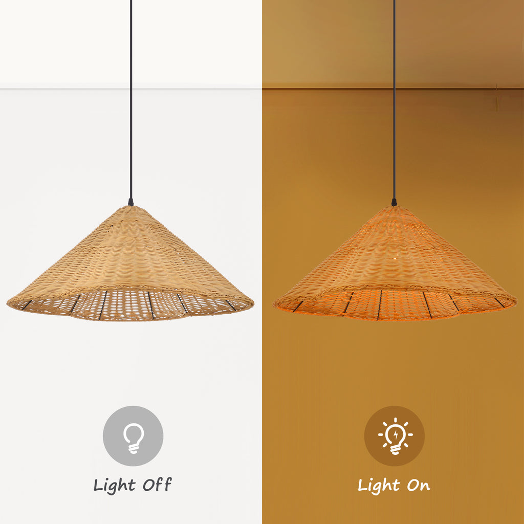 Mid-Century Modern Rattan Chandelier Living Room Pendant Light