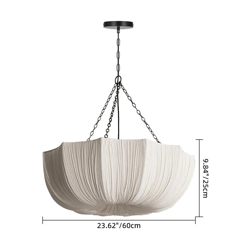 Modern Pleated Fabric Chandelier Japandi Organic Pendant Light