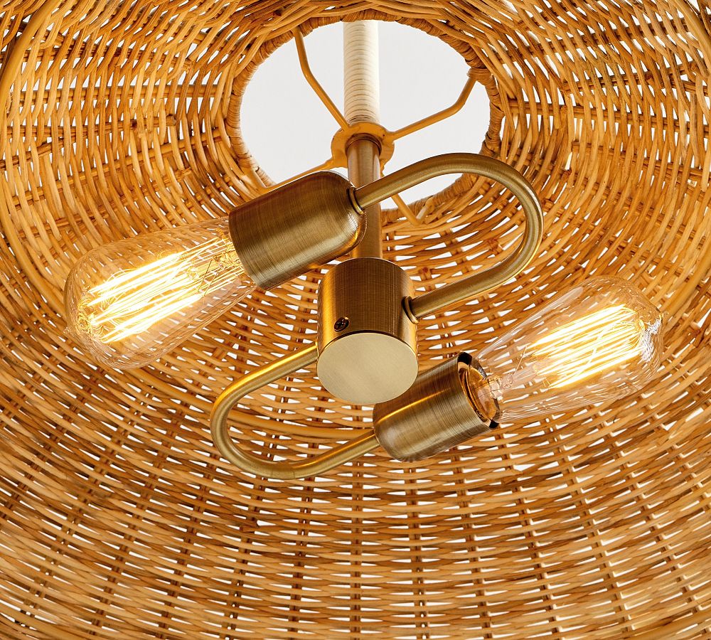 Extra Large Rattan Dome Pendant Oversized Coastal Wicker Chandelier