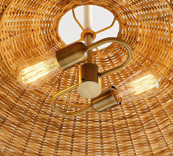 Extra Large Rattan Dome Pendant Oversized Coastal Wicker Chandelier