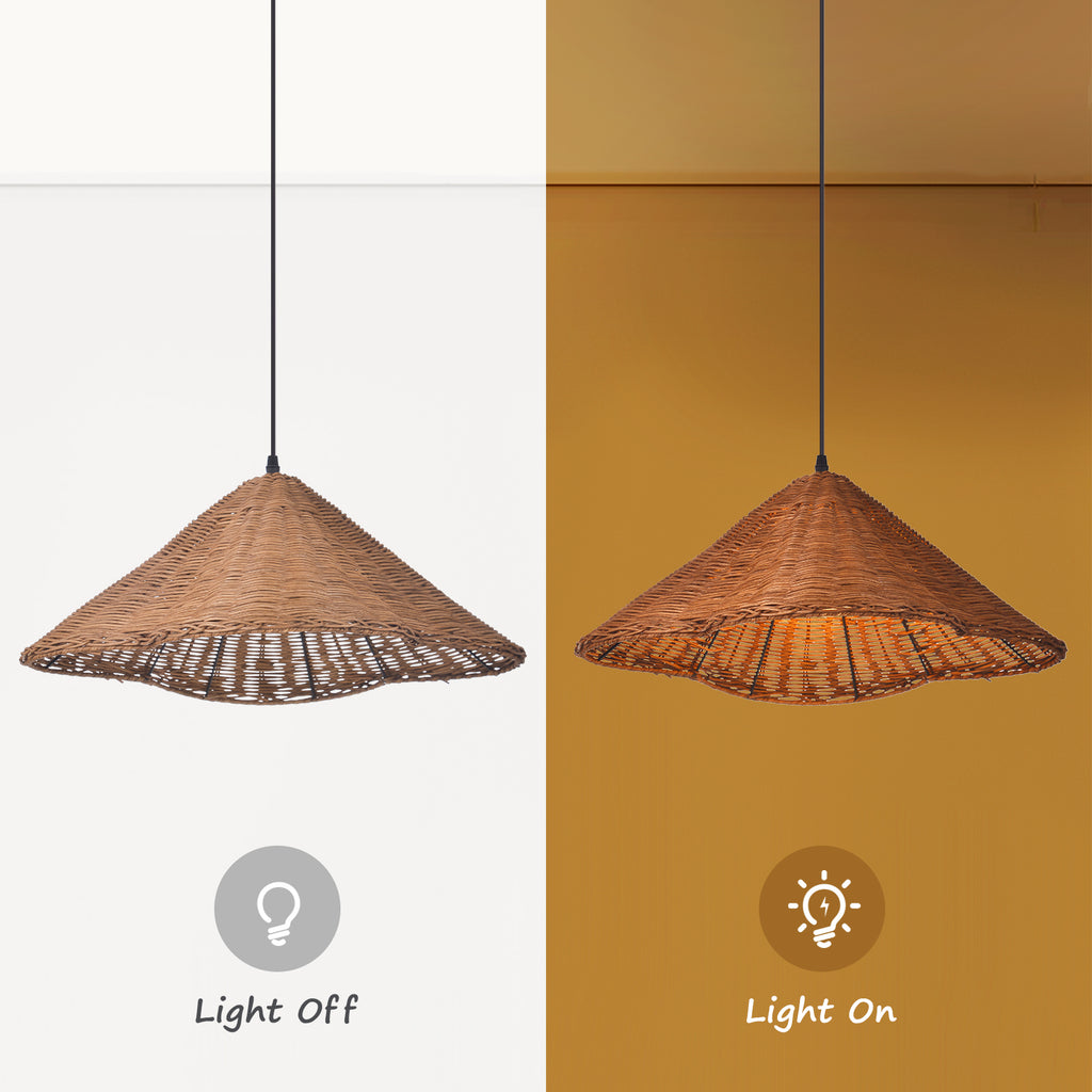 Mid-Century Modern Rattan Chandelier Living Room Pendant Light
