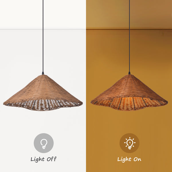 Mid-Century Modern Rattan Chandelier Living Room Pendant Light