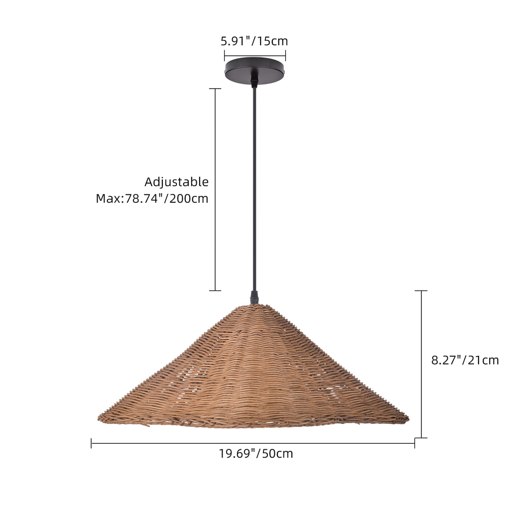 Mid-Century Modern Rattan Chandelier Living Room Pendant Light