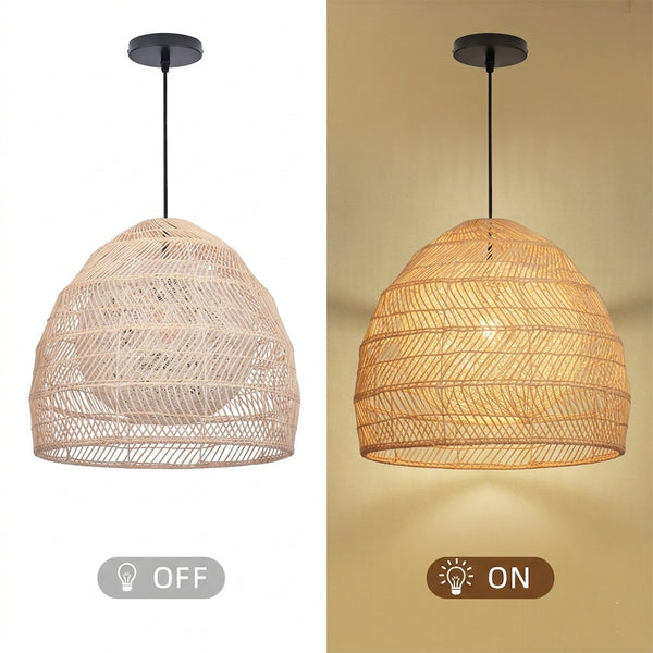 Simple Basket Rattan Pendant Light Woven Wicker Lampshade