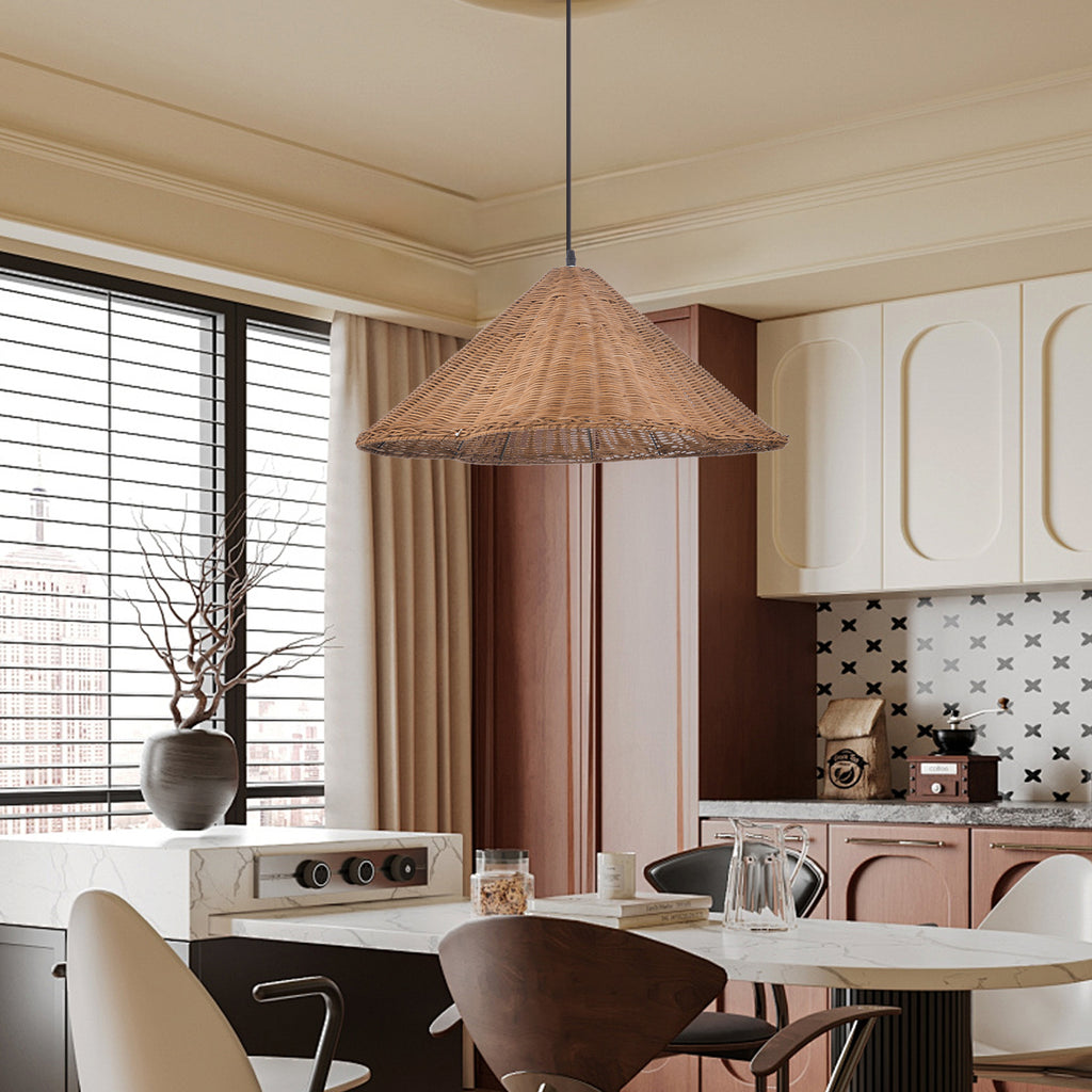 Mid-Century Modern Rattan Chandelier Living Room Pendant Light
