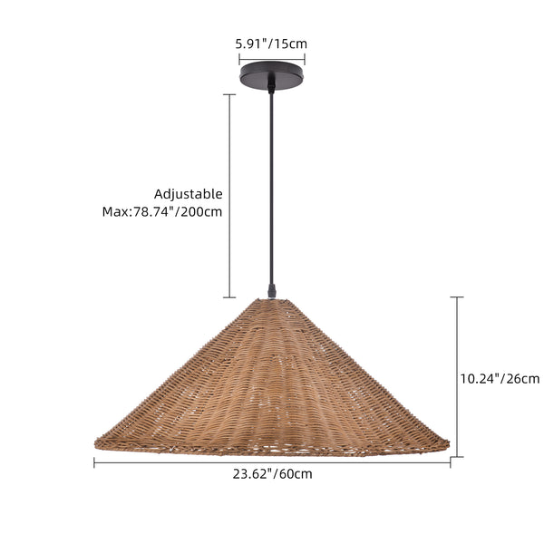 Mid-Century Modern Rattan Chandelier Living Room Pendant Light