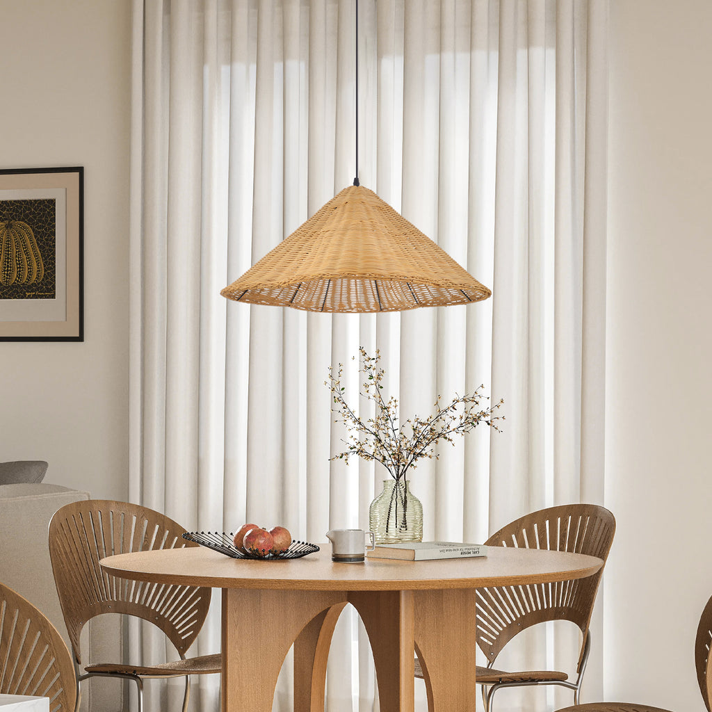 Mid-Century Modern Rattan Chandelier Living Room Pendant Light