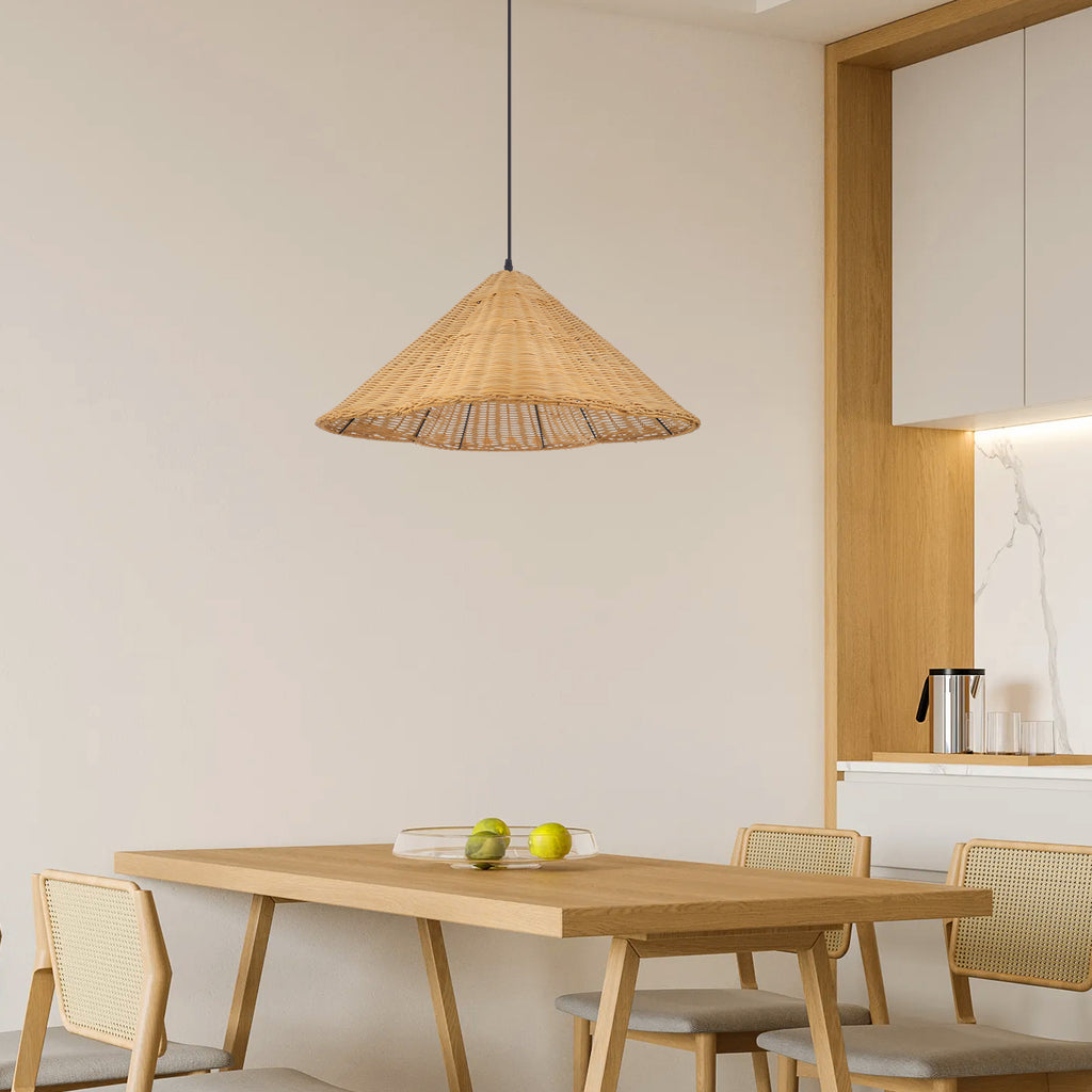 Mid-Century Modern Rattan Chandelier Living Room Pendant Light