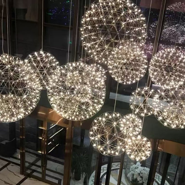 Stainless Steel LED Firework Pendant Light Raimond-Style Chandelier