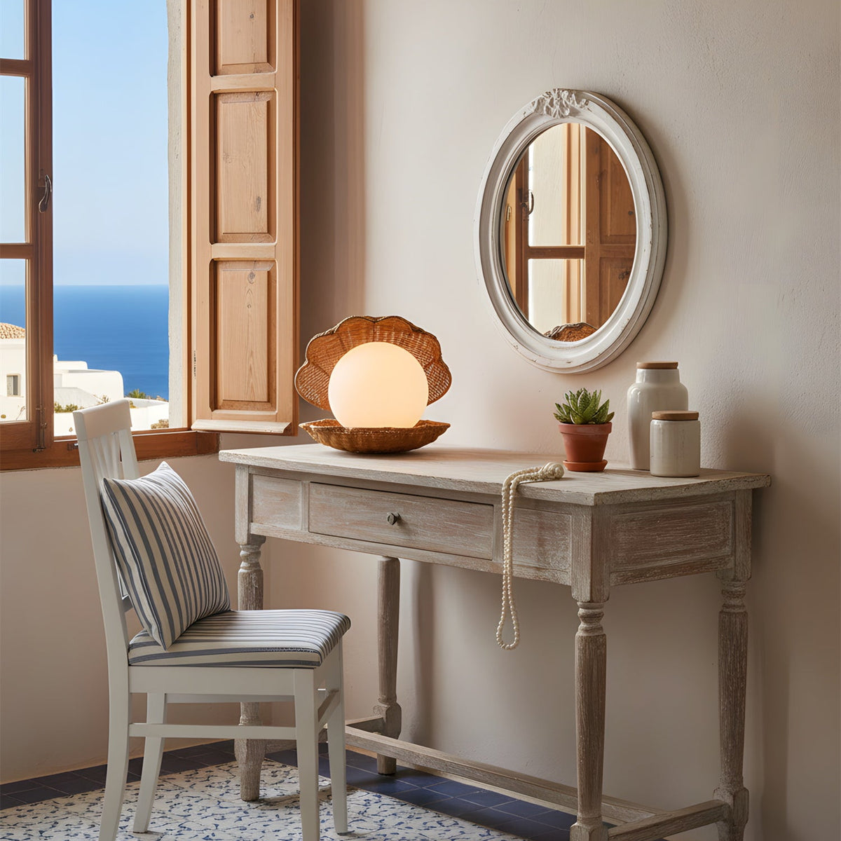 Iris Clam Shell Table Lamp Coastal Seashell Bedside Light