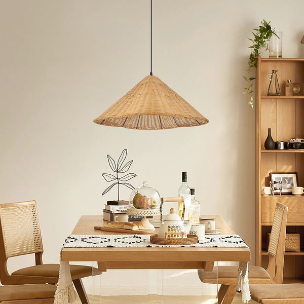 Mid-Century Modern Rattan Chandelier Living Room Pendant Light