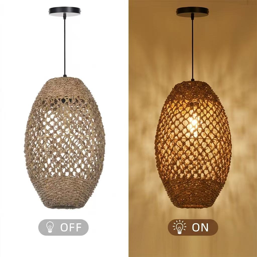 Teardrop Seagrass Pendant Light Hand-Woven Island Chandelier