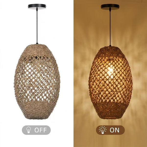 Teardrop Seagrass Pendant Light Hand-Woven Island Chandelier