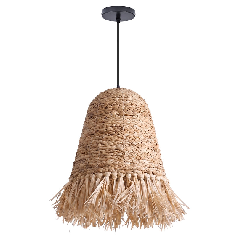 Japanese Dome Grass Rope Raffia Pendant Light Japandi Bedroom Lighting