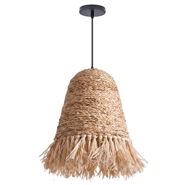 Japanese Dome Grass Rope Raffia Pendant Light Japandi Bedroom Lighting