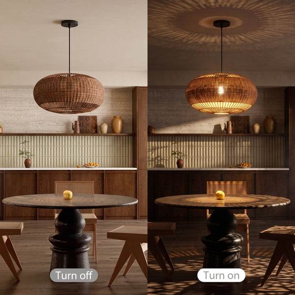 Commercial Rattan Pendant Light Wabi-Sabi Cafe & Restaurant Chandelier