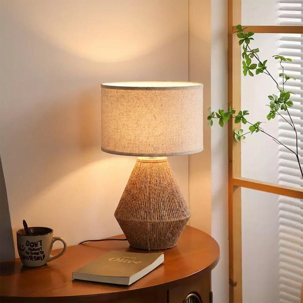 Ashley Clayman Roped Table Lamp Natural & Brown Coastal Accent Light