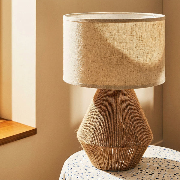 Ashley Clayman Roped Table Lamp Natural & Brown Coastal Accent Light