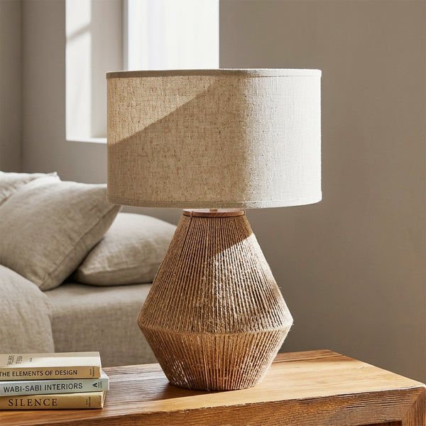 Ashley Clayman Roped Table Lamp Natural & Brown Coastal Accent Light