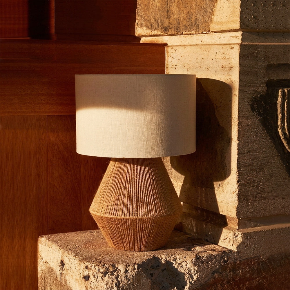 Ashley Clayman Roped Table Lamp Natural & Brown Coastal Accent Light