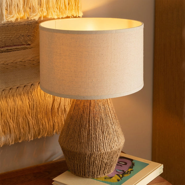 Ashley Clayman Roped Table Lamp Natural & Brown Coastal Accent Light
