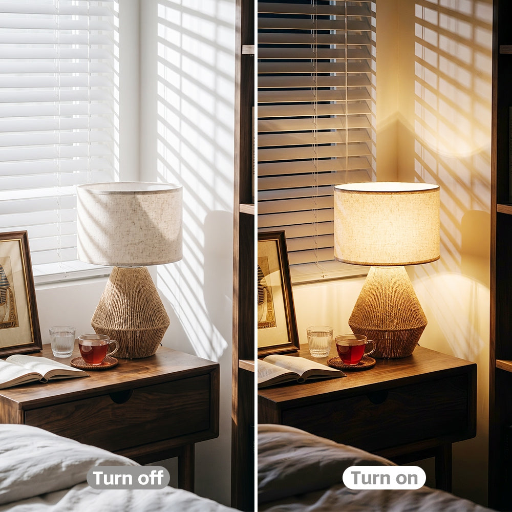 Ashley Clayman Roped Table Lamp Natural & Brown Coastal Accent Light Secondary image