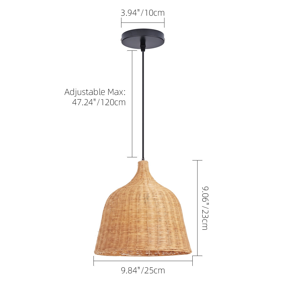 Handwoven Boho Pendant Light Natural Wicker Dining Chandelier