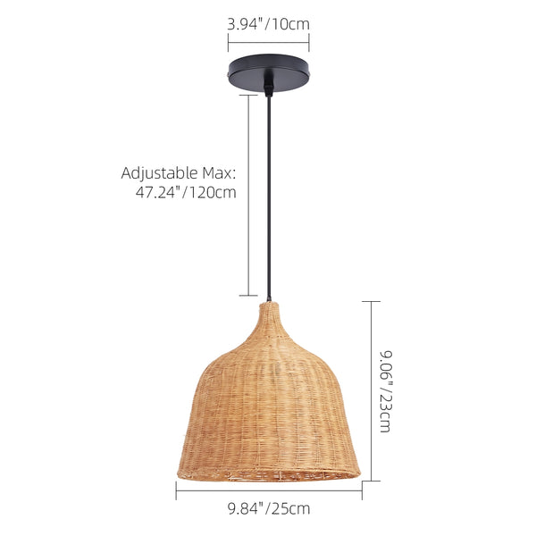 Handwoven Boho Pendant Light Natural Wicker Dining Chandelier