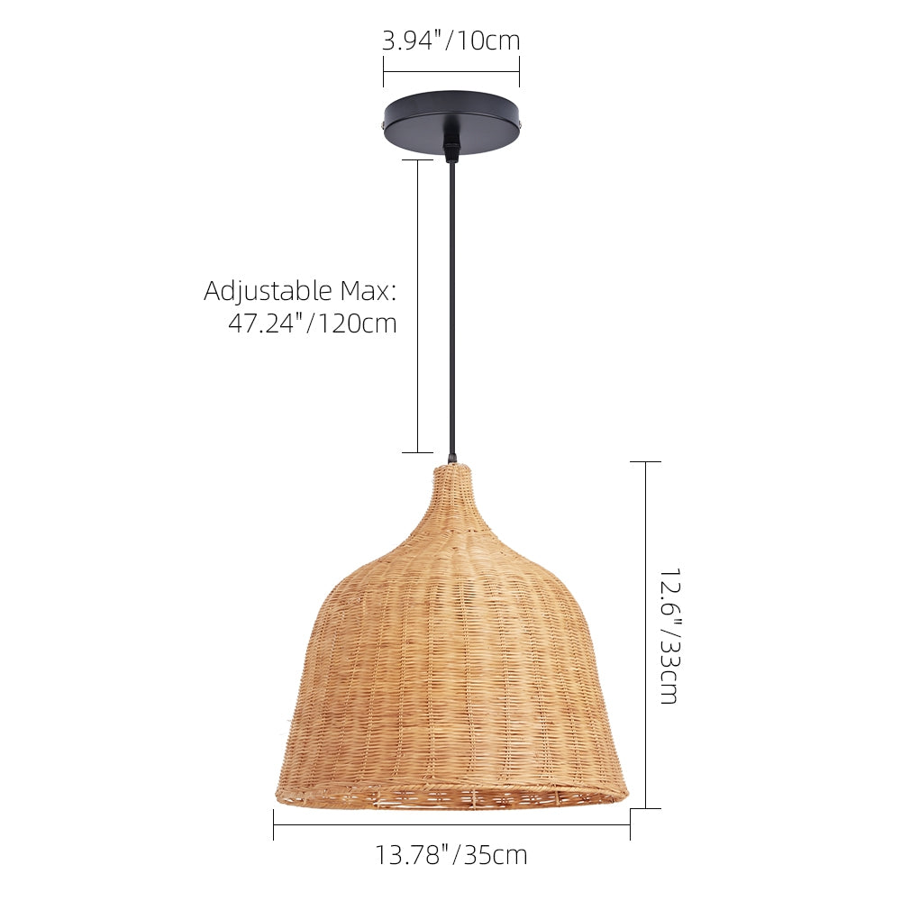 Handwoven Boho Pendant Light Natural Wicker Dining Chandelier