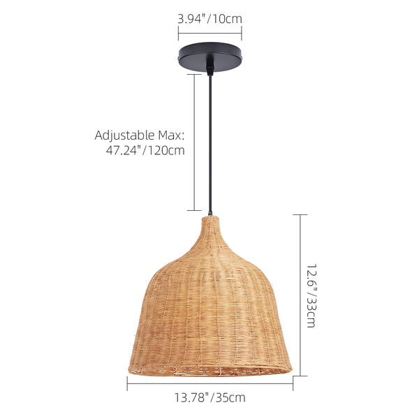 Handwoven Boho Pendant Light Natural Wicker Dining Chandelier