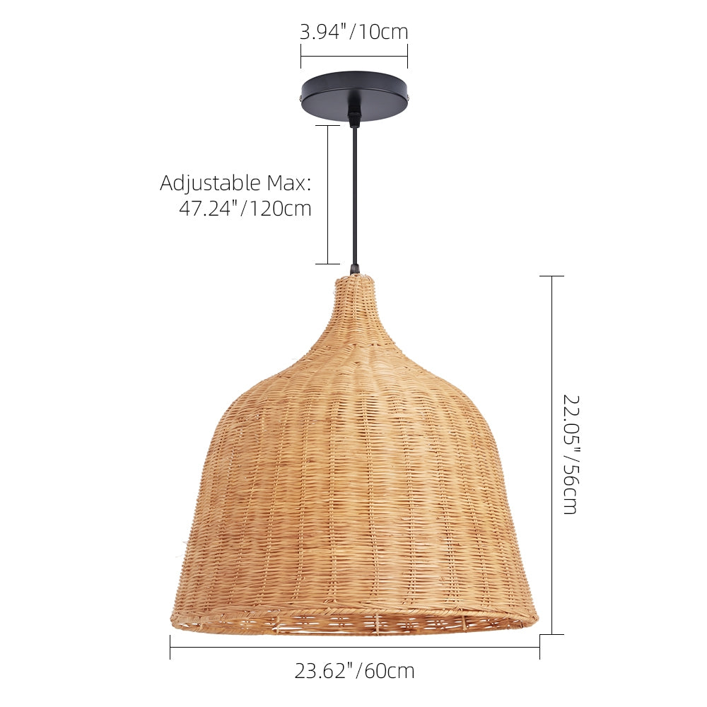 Handwoven Boho Pendant Light Natural Wicker Dining Chandelier