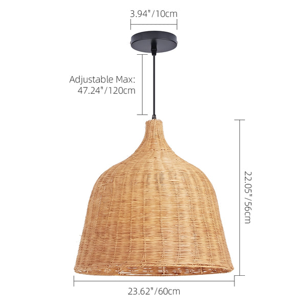 Handwoven Boho Pendant Light Natural Wicker Dining Chandelier