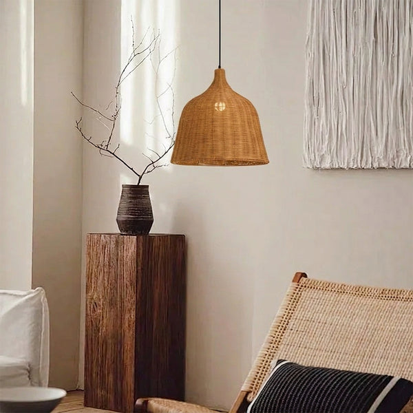 Handwoven Boho Pendant Light Natural Wicker Dining Chandelier