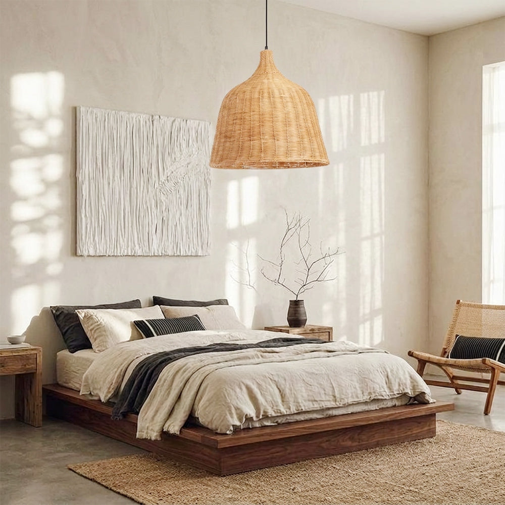 Handwoven Boho Pendant Light Natural Wicker Dining Chandelier Main image