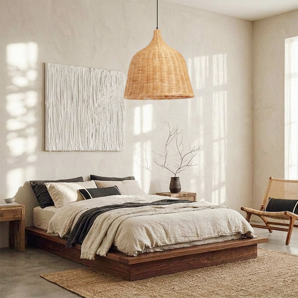 Handwoven Boho Pendant Light Natural Wicker Dining Chandelier