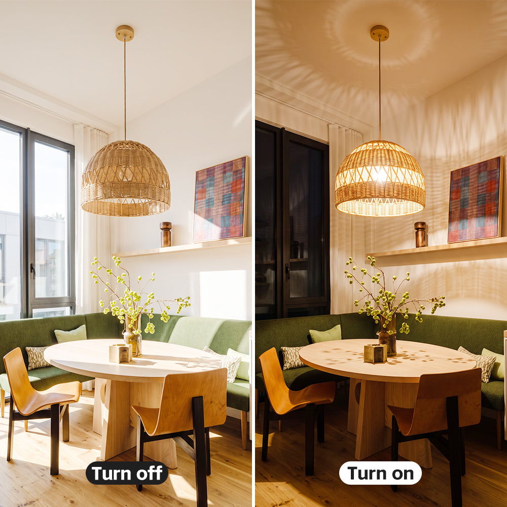 Radiant Rattan Pendant Light Natural Dome Handwoven Fixture