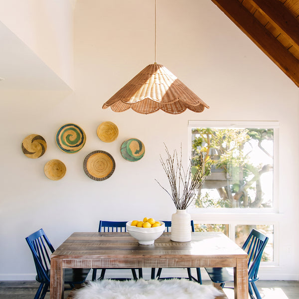 Maude Scallop Rattan Pendant Light Handwoven Wicker Ceiling Lamp