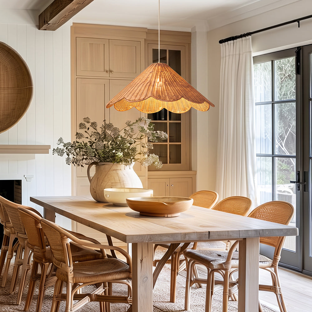 Maude Scallop Rattan Pendant Light Handwoven Wicker Ceiling Lamp Main image