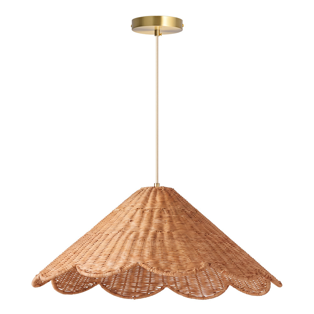 Maude Scallop Rattan Pendant Light Handwoven Wicker Ceiling Lamp